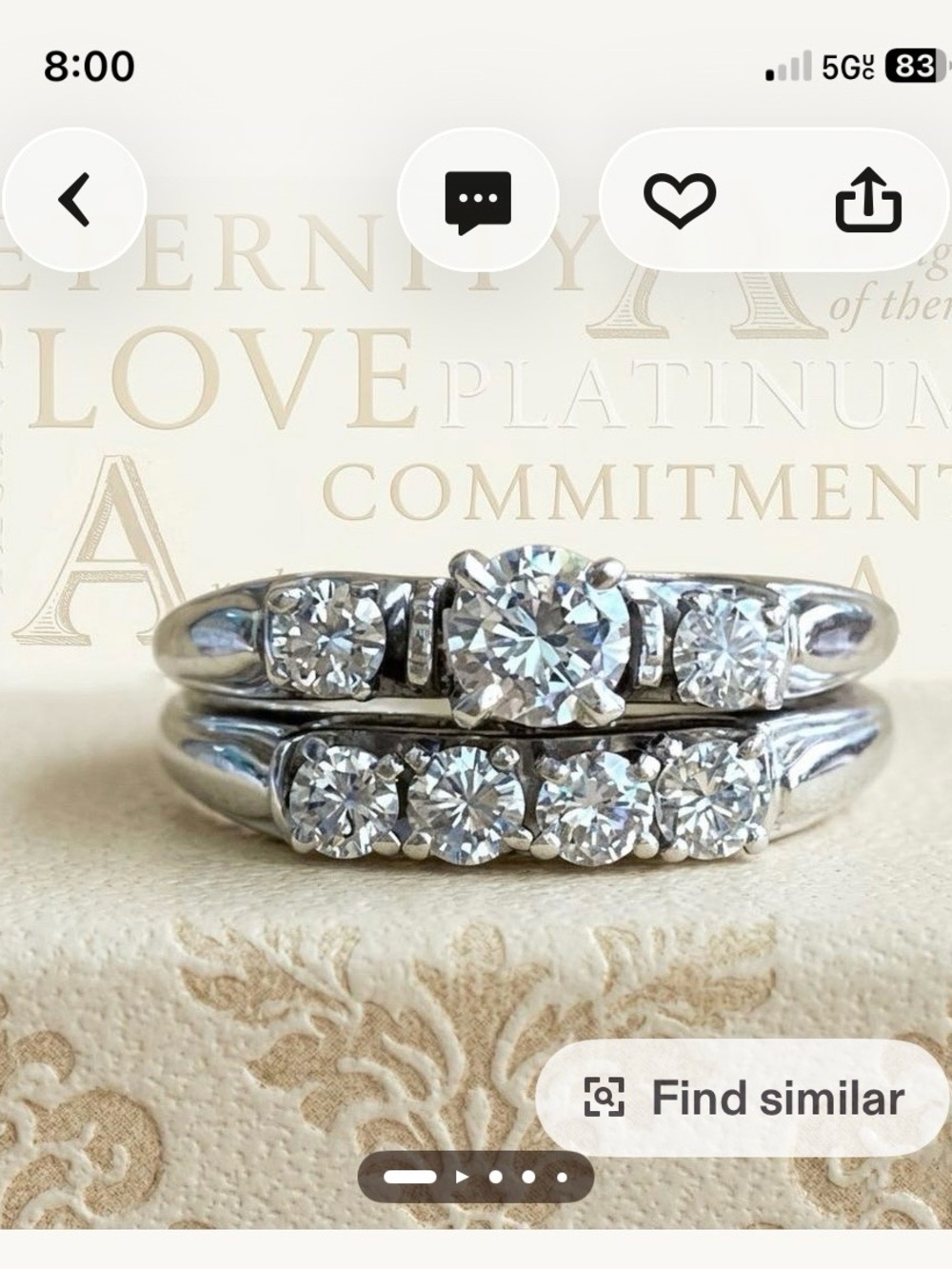 Platinum Tone Bridal Diamond Ring Set - White
